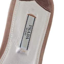 Pre Owned Prada Bronze Glitter Flat Slides Size 38