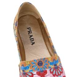 Pre Owned Prada Multicolor Brocade Fabric Espadrille Flats Size 36