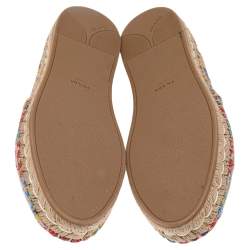 Pre Owned Prada Multicolor Brocade Fabric Espadrille Flats Size 36