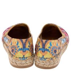 Pre Owned Prada Multicolor Brocade Fabric Espadrille Flats Size 36