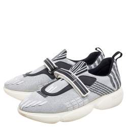 Pre Owned Prada Grey Glitter Fabric Cloudbust Sneakers Size 40.5