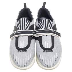 Pre Owned Prada Grey Glitter Fabric Cloudbust Sneakers Size 40.5