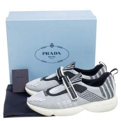 Pre Owned Prada Grey Glitter Fabric Cloudbust Sneakers Size 40.5