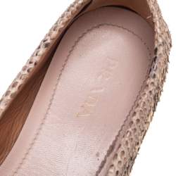 Pre Owned Prada Beige/Black Python Leather Bow Detail Loafers Size 41