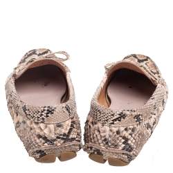 Pre Owned Prada Beige/Black Python Leather Bow Detail Loafers Size 41