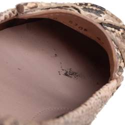 Pre Owned Prada Beige/Black Python Leather Bow Detail Loafers Size 41