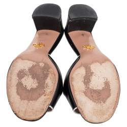 Pre Owned Prada Black Saffiano Vernice Leather Slide Sandals Size 38.5