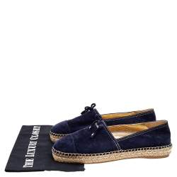 Pre Owned Prada Blue Suede Espadrille Flats Size 37.5