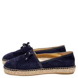 Pre Owned Prada Blue Suede Espadrille Flats Size 37.5