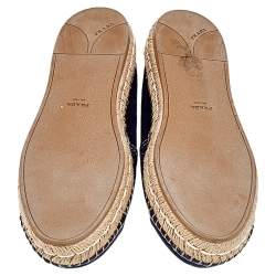 Pre Owned Prada Blue Suede Espadrille Flats Size 37.5