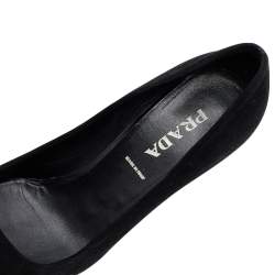 Pre Owned Prada Black Suede Pointed Toe Pumps Size 37.5