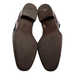 Pre Owned Prada Maroon Leather Brogue Ankle Boots Size 38.5