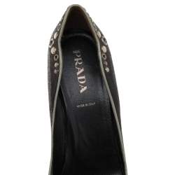 Pre Owned Prada Dark Brown Leather Bow Pointed Toe Pumps Size 37.5