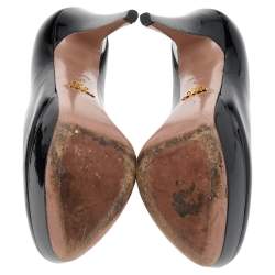 Prada Black Patent Leather Platform Pumps Size 37.5