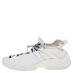 Pre Owned Prada White Knit Fabric XY Logo Sock Low Top Sneakers Size 39.5
