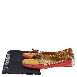 Pre Owned Prada Multicolor Leather Embellished Slip on Loafers Size 38.5