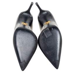 Pre Owned Prada Black Saffiano Vernice Leather Pointed-Toe Pumps Size 37