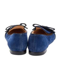 Prada Blue/Black Suede and Fabric Bow Smoking Slippers Size 37