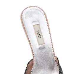Pre Owned Prada Multicolor Fabric and Patent Leather Mules Size 36.5