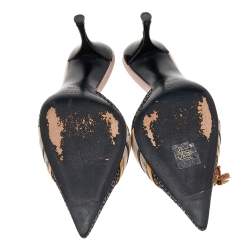 Pre Owned Prada Multicolor Fabric and Patent Leather Mules Size 36.5