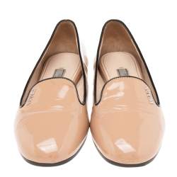 Pre Owned Prada Beige Patent Leather Ballet Flats Size 36