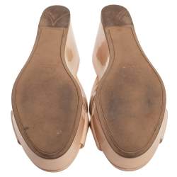 Pre Owned Prada Beige Patent Leather Wedge Platform Sandal Size 39