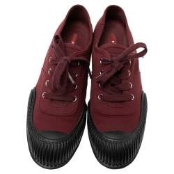 Prada Burgundy Canvas Cap Toe Sneakers Size 37.5