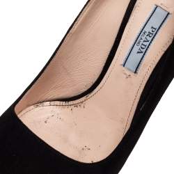 Pre Owned Prada Black Suede Leather Platform Pumps Size 37