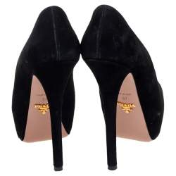 Pre Owned Prada Black Suede Leather Platform Pumps Size 37