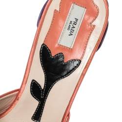 Pre Owned Prada Peach Pink Satin Flower Heel Slide Sandals Size 38