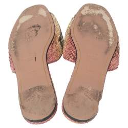 Pre Owned Prada Multicolor Python Leather Flat Slides Size 40