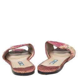 Pre Owned Prada Multicolor Python Leather Flat Slides Size 40