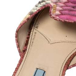 Pre Owned Prada Multicolor Python Leather Flat Slides Size 40