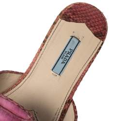 Pre Owned Prada Multicolor Python Leather Flat Slides Size 40
