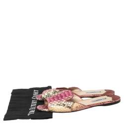 Pre Owned Prada Multicolor Python Leather Flat Slides Size 40