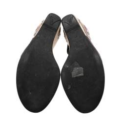 Pre Owned Prada Black Leather Wedge Platform Ankle Strap Sandals Size 37