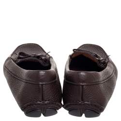 Pre Owned Prada Brown Leather Bow Loafers Size 40