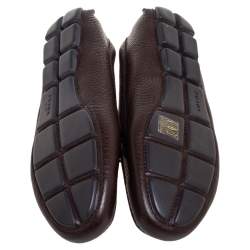 Pre Owned Prada Brown Leather Bow Loafers Size 40