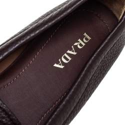 Pre Owned Prada Brown Leather Bow Loafers Size 40