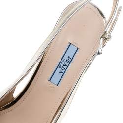 Pre Owned Prada Metallic Gold Pleated Leather Pointed Toe Slingback Sandals Size 41