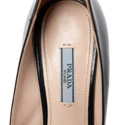 Pre Owned Prada Navy Blue Patent Leather Peep Toe Pumps Size 37