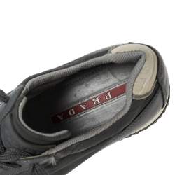 Pre Owned Prada Grey Nylon And Leather Low Top Sneakers Size 37.5