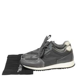 Pre Owned Prada Grey Nylon And Leather Low Top Sneakers Size 37.5
