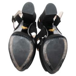 Prada Black Suede Platform Ankle Strap Sandals Size 39.5