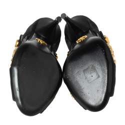 Pre Owned Prada Black Satin  Crystal Embellished Sandals Size 39