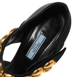 Pre Owned Prada Black Satin  Crystal Embellished Sandals Size 39