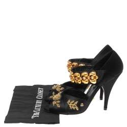 Pre Owned Prada Black Satin  Crystal Embellished Sandals Size 39