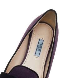 Pre Owned Prada Purple/Black Suede Bow Ballet Flats Size 40