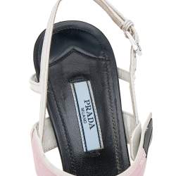 Pre Owned Prada Multicolor Leather And Rubber Pointed Toe Slingback Sandals Size 38.5
