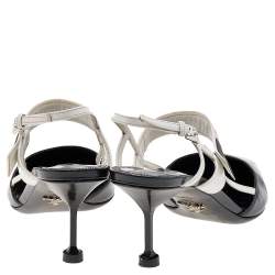 Pre Owned Prada Multicolor Leather And Rubber Pointed Toe Slingback Sandals Size 38.5